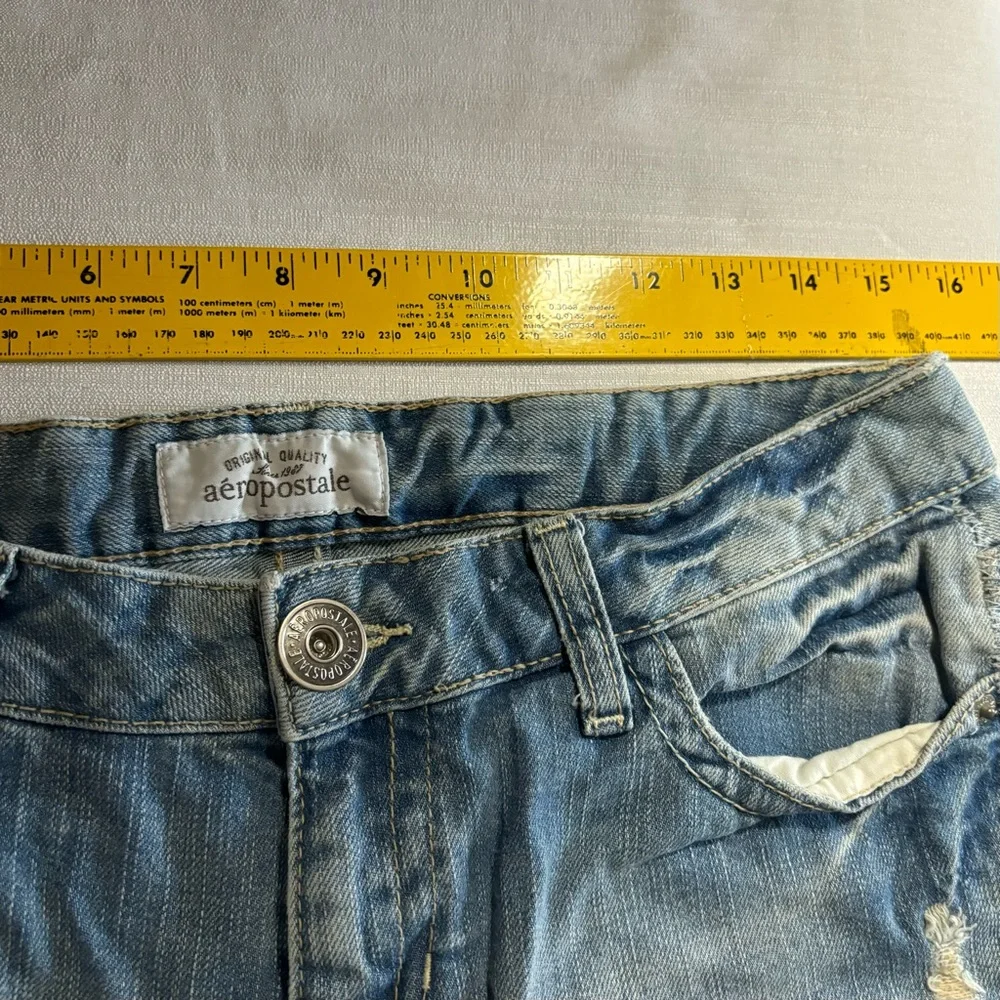 Aeropostale denim jean distressed long cotton shorts Sz 9/10